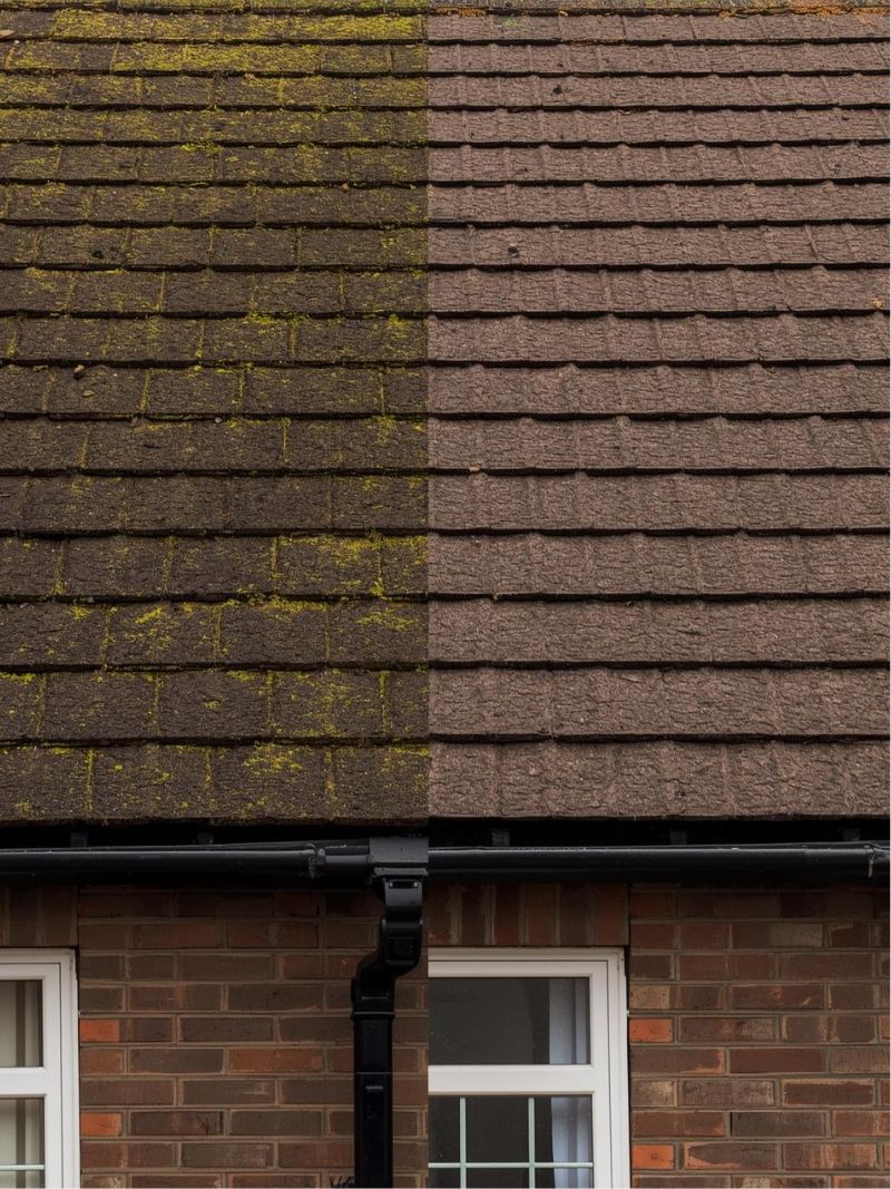 Before after of roof clean