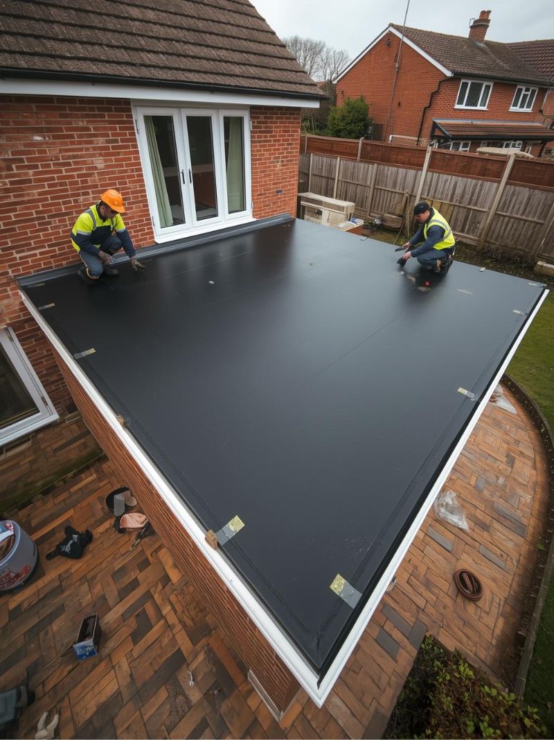 New flat roof on extension