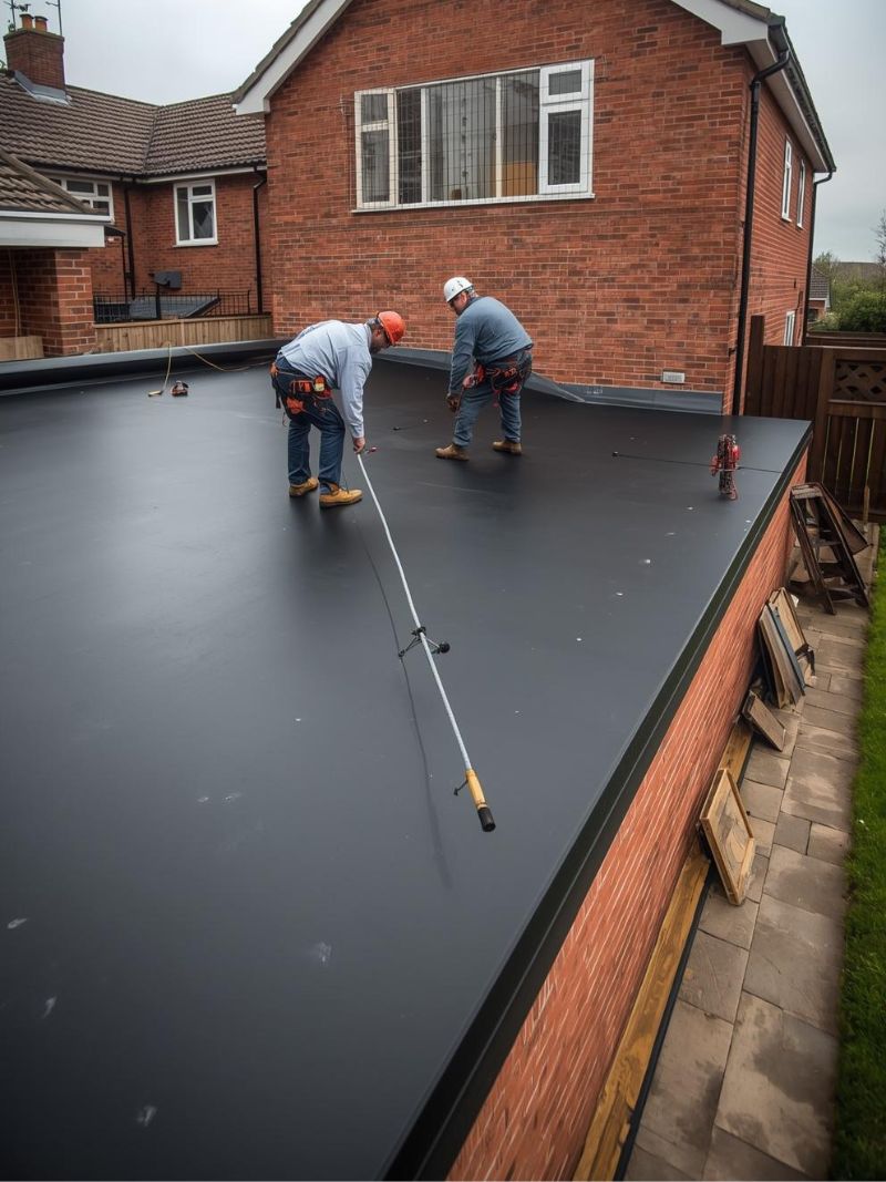 new flat roof on house